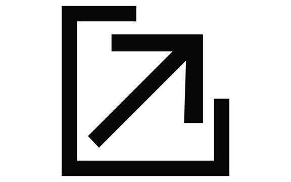 Minimal expand arrow icon in square frame isolated on white background vector design