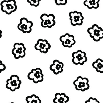 Minimalist popcorn kernel pattern with black outline shapes on grey checkered background for web design.