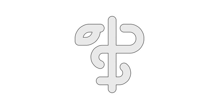 Asclepius icon animation for medical healthcare video projects; caduceus serpent staff symbol motion graphic; white and green screen overlay; pharmacy medicine healing animated element; health design