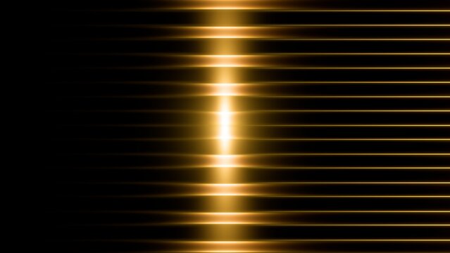 Abstract Golden Horizontal Speed Lines Background with Glowing Neon Bars and Digital Light Streaks for Technology Design