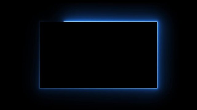 abstract glowing neon rectangle frame animation green screen 4k. Bright neon border frame effect isolated on green background.