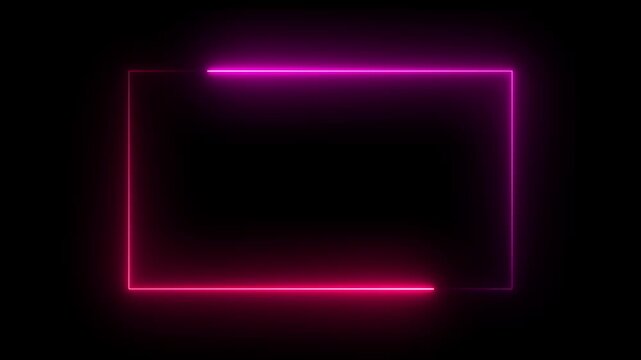 glowing neon square rectangle picture frame icon animation shape frame rotation footage round border frame movement photo frame