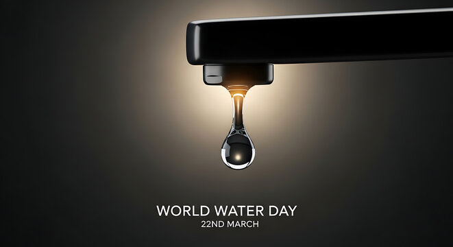 World Water Day - A Dripping Tap Symbolizing Water Conservation on 22nd March