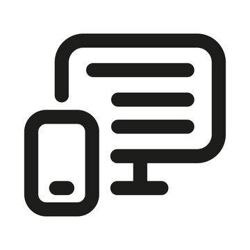 Responsive coding icon. Modern responsive coding sleek line icon with adaptable layout, dynamic design concept, and minimal web development interface.