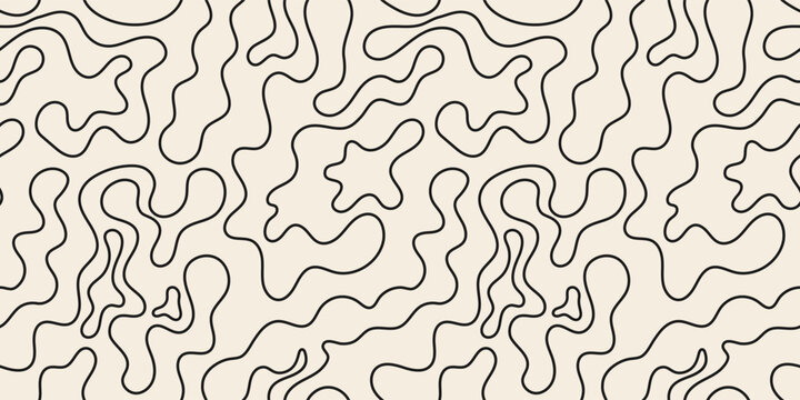 Seamless pattern with scribble wavy lines. Random chaotic organic shapes. Vector abstract linear background