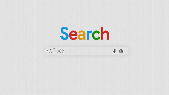 1989 Typing in Search Bar UI Animation, Digital Year Search Concept, Web Interface Design