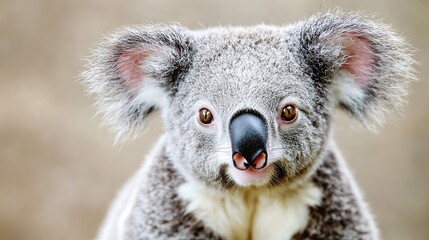 Obraz premium Close-up of a koala's fuzzy ear and innocent eye, soft fur, charming