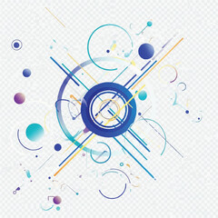 Fototapeta premium Abstract geometric circular composition with dynamic lines and dots.