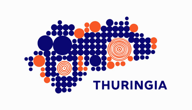 Thuringia map illustration with abstract dots and circles