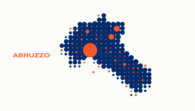 Abruzzo region map illustration with dots