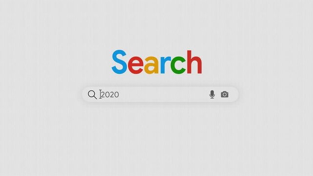 2020 Typing in Search Bar UI Animation, Modern Year Digital Search Concept, Web Interface Design