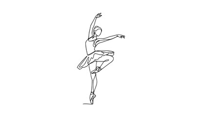 Minimal one line ballerina dancer modern contour vector illustration isolated on white background © MD HAJIRUDDIN
