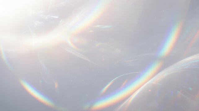 Light refraction and rainbow effect on a white background, abstract background