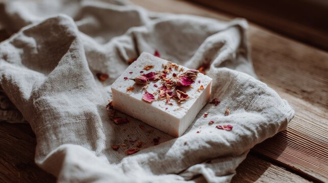 Handmade Botanical Soap Bar with Dried Rose Petals