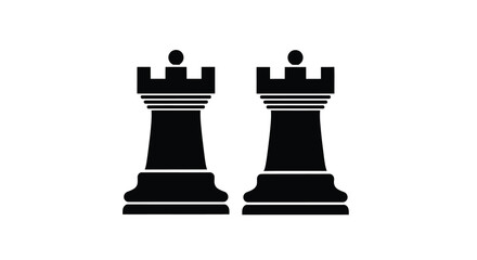 Two black chess rooks are displayed side by side against a plain white background showcasing their form © ArtBySalea07