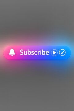 A glowing subscribe button with a bell icon is displayed on a gray background