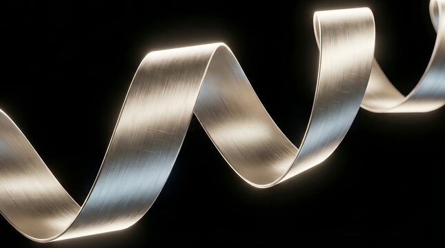 Champagne Gold Helix: Abstract Brushed Metal Ribbon Twist on Black for Luxury Finance UI