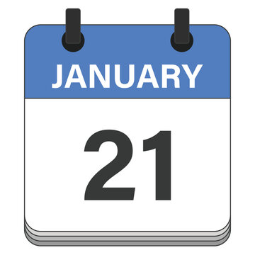 January 21 Calendar Date Design. Date and Time. Vector illustration.