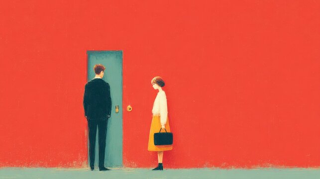 Push pull relationship concept with anxious and avoidant partners