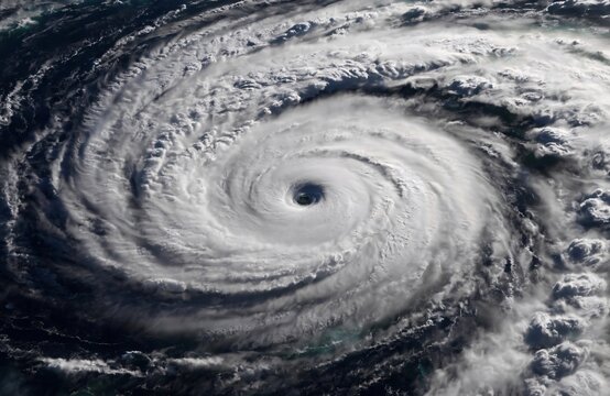 Satellite depiction of a powerful tropical cyclone spiral