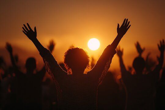 Worship Hands Sunset Silhouette