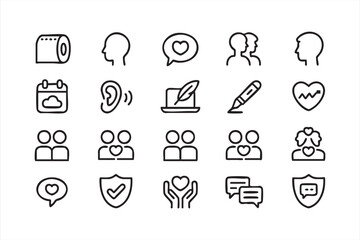 Fototapeta premium Wellbeing Icons Featuring Therapy Emotions and Relationships