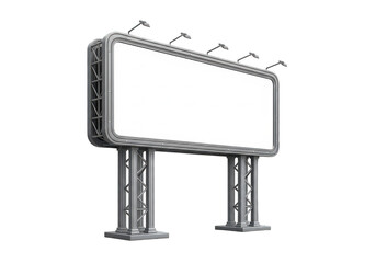 Obraz premium Large rectangular billboard structure with metal support pillars and overhead lighting fixtures