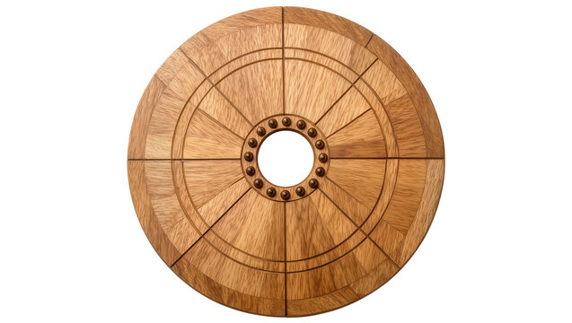 Wooden Backgammon Board with Dark Brown Pieces and Circular Center