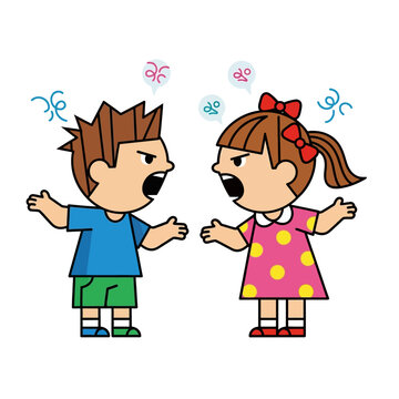 Children Arguing Cartoon Illustration