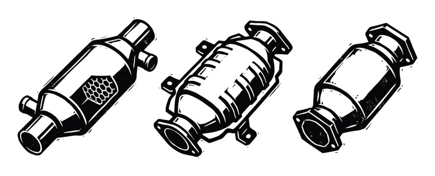 Catalytic converter set for car exhaust system emission control device illustration