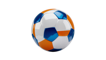 Obraz premium Blue Orange White Patterned Soccer Ball with Glossy Surface