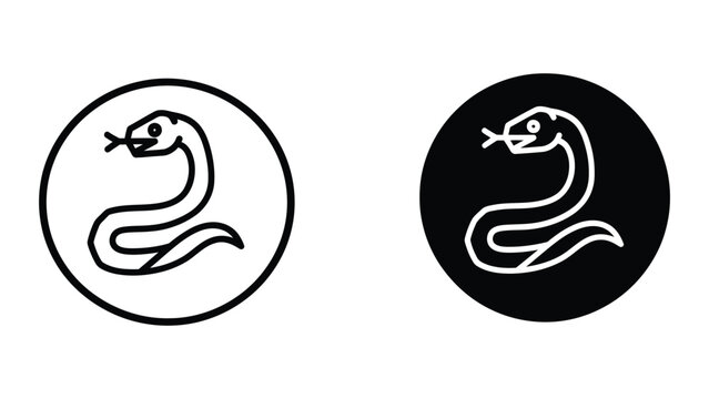 Contrasting snake symbols on circular backgrounds in black and white designs