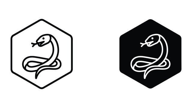 Contrasting cobras in hexagonal icons with different background colors
