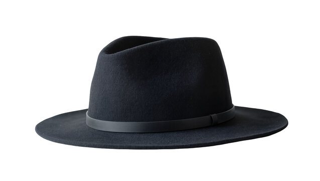 Classic black fedora hat with ribbon band and wide brim