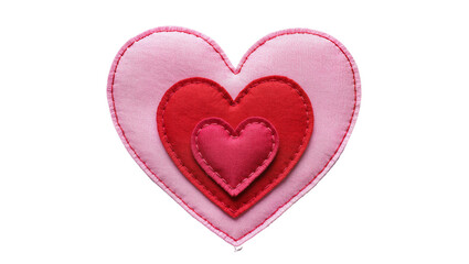 Obraz premium Nested Pink and Red Heart Shaped Fabric Appliqué with Stitching
