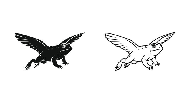 Fantastical Flying Frog Creature Designs Vector