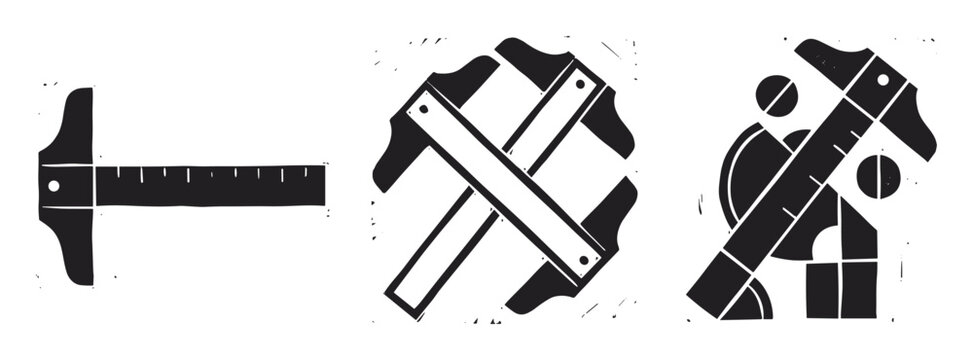 Technical drawing tools featuring t-square rulers and drafting equipment for architectural design projects