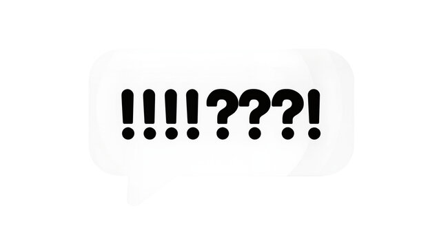 Speech bubble with black question and exclamation marks