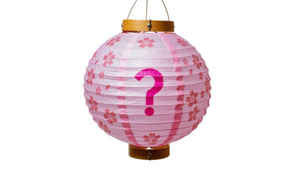 Pink Japanese Paper Lantern with Floral Pattern and Question Mark © Paula