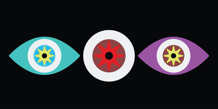 Three Abstract Eyes with Star Patterns