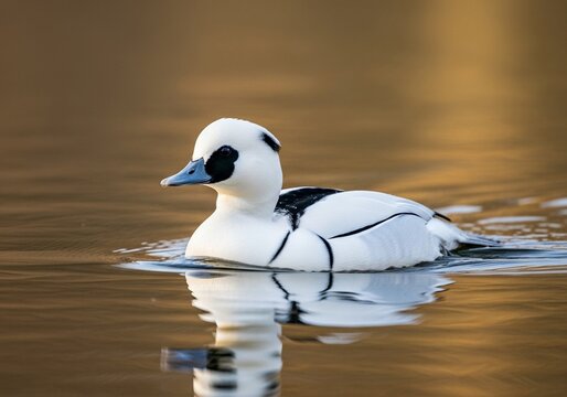 Explore the Serenity of Nature: Stunning Smew Duck Gliding Gracefully on a Tranquil Lake