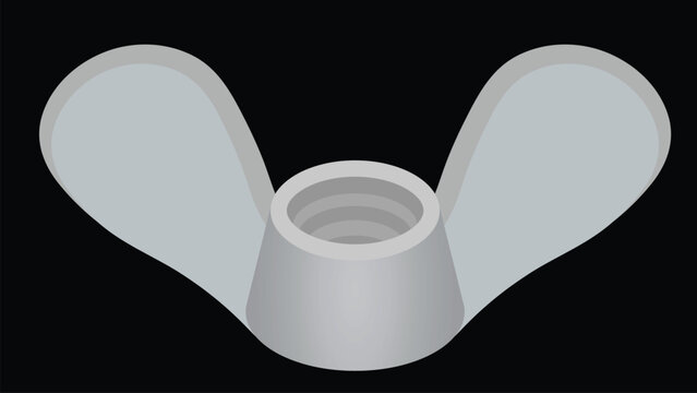 Metal Wing Nut on Black Background