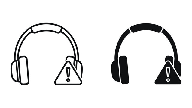 Comparison of headphone designs with warning symbols for microphone attachments