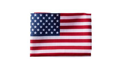 Obraz premium Folded American flag with red and white stripes and blue field with stars, isolated on transparent background