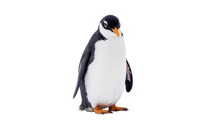 Fluffy Rockhopper Penguin Standing with Orange Beak and Black Eyebrow Markings © Pablo