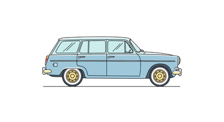 Fototapeta premium Vintage Blue Family Station Wagon Car.