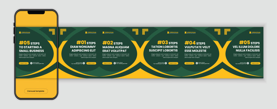 Modern Five Tips Carousel Template for Social Media Business Strategy Instagram LinkedIn Banner Vector Design