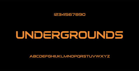A modern digital typography design featuring the word Undergrounds in bold orange font on a black background © Abrar Hussain