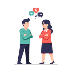 Fototapeta premium Couple Arguing, Relationship Conflict, Broken Heart Symbol, Communication Breakdown