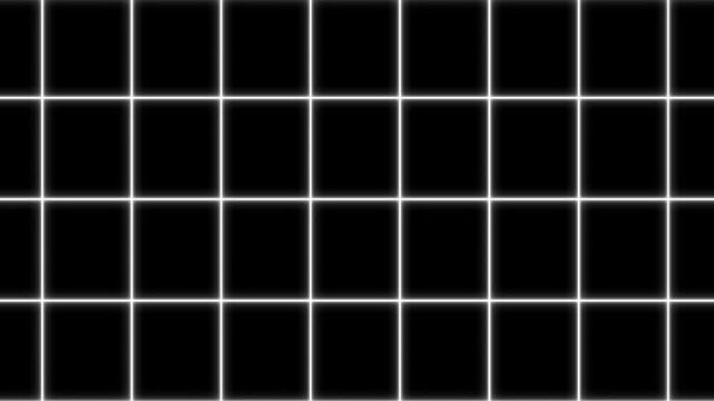 White squares grid line animation with abstract background, animated waving white wireframe grid, seamless loop motion for high-energy technology and digital infrastructure presentations in 4K